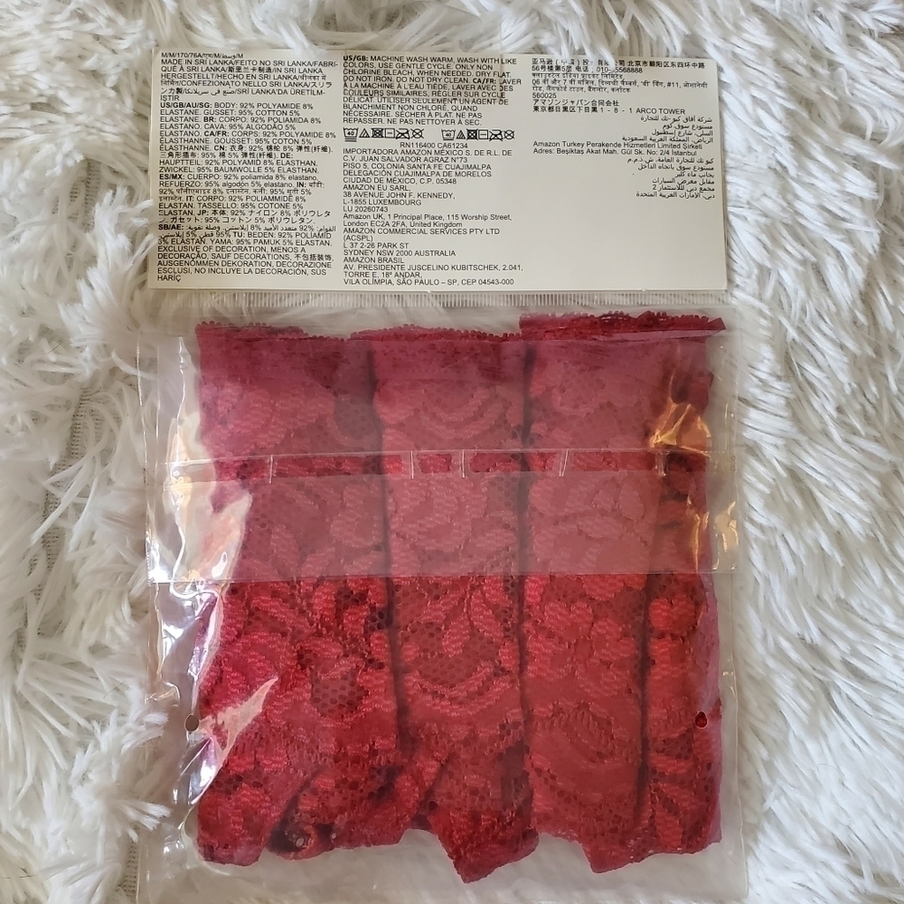 Iris Lilly London NEW 3 pack red lace thong underwear sz. M - Picture 6 of 10